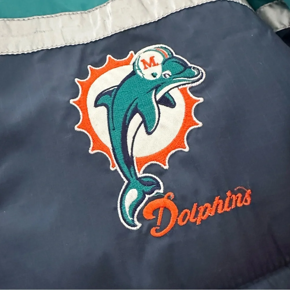 Vintage NFL Dolphins “Pro Player” 90’s Puffer Team Reversible Jacket​​